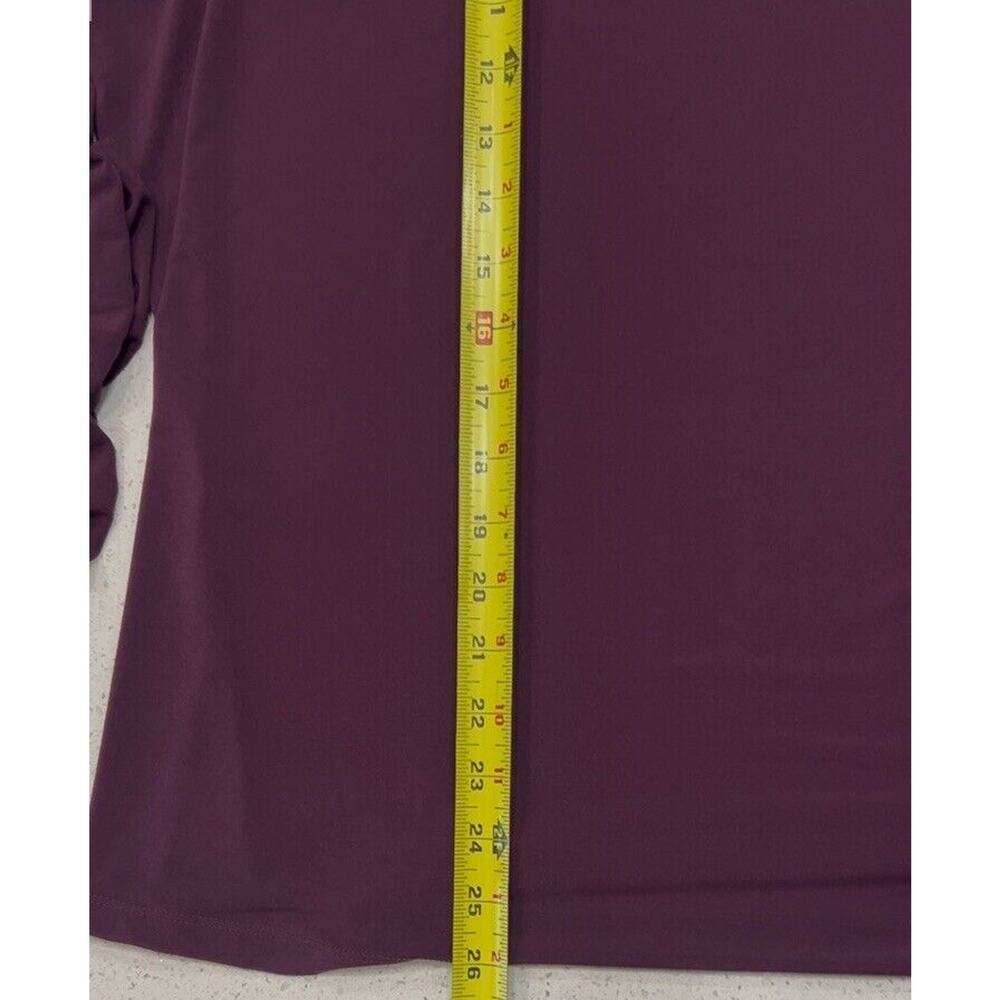 Susan Graver 1X Plum Purple Ruched Turtleneck Stretch Long Sleeve Liquid Knit - Picture 3 of 8